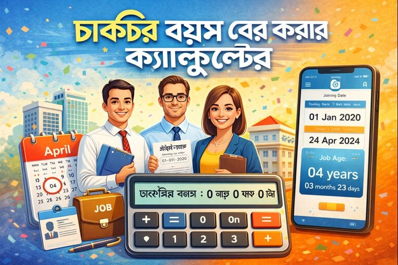 চাকরির বয়স বের করার ক্যালকুলেটর